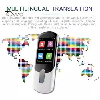 Bluetooth-совместимый интеллектуальный переводчик, голосовой перевод, фото и автономный перевод, синхронный перевод с камерой, поддержка зарядки через USB 136 иностранных языков чёрный