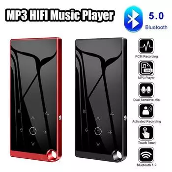 Bluetooth-совместимый Mp3-плеер без потерь 5.0, 2,4-дюймовый экран, Hi-Fi аудио, FM/электронная книга/рекордер/видеоплеер MP4 чёрный