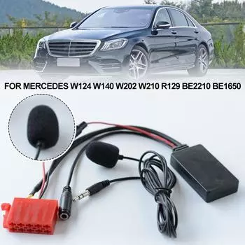 Bluetooth-совместимый музыкальный адаптер AUX для Mercedes W124 W140 W202 W210 с микрофоном