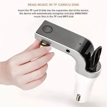 Bluetooth-совместимый плеер премиум-класса USB-зарядное устройство Радиоадаптер Беспроводной беспроводной Bluetooth-совместимый автомобильный MP3-плеер для внедорожника серебряный