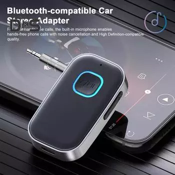 Bluetooth-совместимый приемник для автомобильного громкой связи Адаптер AUX Беспроводной аудиоприемник с микрофоном для четких вызовов Динамики с многоточечным подключением чёрный