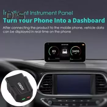 Bluetooth-совместимый сканер OBD2, диагностический инструмент, портативный универсальный беспроводной, простая настройка, автоматическое подключение, считыватель кодов ошибок двигателя автомобиля чёрный