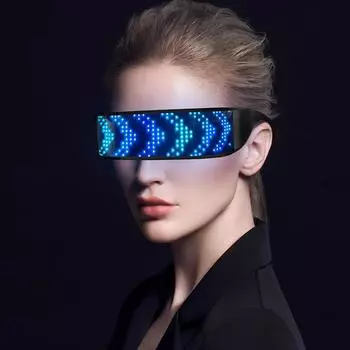 Bluetooth светодиодные светящиеся очки реквизит для вечеринки, бара, фестиваля, выступления, сделай сам, блестящие электронные футуристические очки чёрный