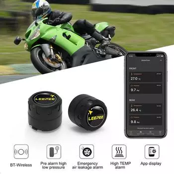 Bluetooth TPMS датчики система контроля давления в шинах мотоцикла Dirt Pit Bike шин сигнализация комплект универсальный для Honda Suzuki BMW чёрный