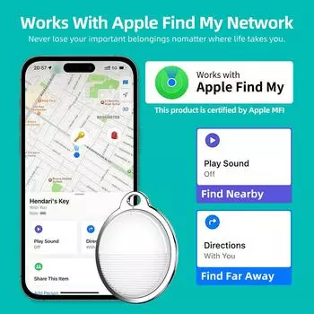 Bluetooth-трекер, поиск ключей и метки для отслеживания предметов. Сертификация MFI для автомобильных ключей и сумок для телефонов. 1-Pack чёрный
