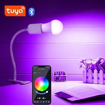 Bluetooth Tuya Smart Настольная лампа E27 RGB с вилкой ЕС, выключателем, держателем шнура, светодиодные настольные лампы для дома, спальни, декора, ночника