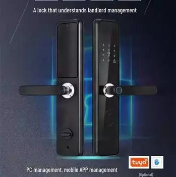 Bluetooth-умный замок Tongtong: Отпечатки пальцев для дома, школы, офиса. Поддерживает переключение пароля с китайского на английский. Идеально подходит для квартир. No fingerprints чёрный