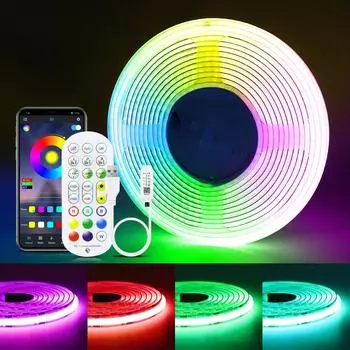 Bluetooth USB 5 В RGB COB Светодиодная лента 576 светодиодов/м Линейная лента с регулируемой яркостью Лента для кабинета Комната ТВ Черный свет Декор Пульт дистанционного управления 1m