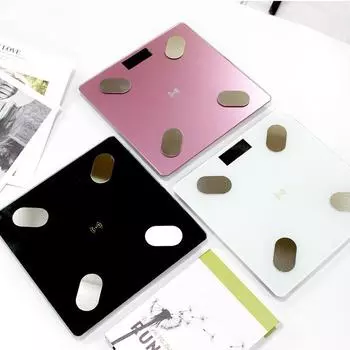 Bluetooth весы для ванной комнаты с жиром, светодиодный анализатор состава тела для баланса веса в ванной комнате розовый