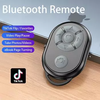 Bluetooth-видео, дистанционное управление поворотом страницы, управление фильмами, контроллер камеры для селфи-палки для мобильного телефона чёрный