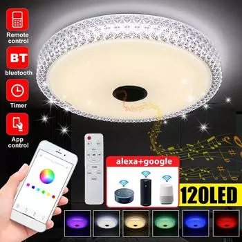 Bluetooth WiFi Современные светодиодные потолочные светильники RGB Домашнее освещение 72 Вт Приложение Музыкальный светильник Лампа для спальни Умные потолочные светильники + пульт дистанционного управления