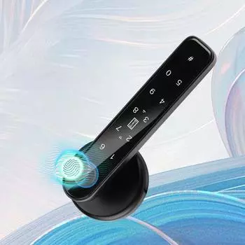 Bluetooth-замок с функцией распознавания отпечатков пальцев для обеспечения безопасности на границе, использования в офисе, квартире и дома. 196, Tuya APP чёрный