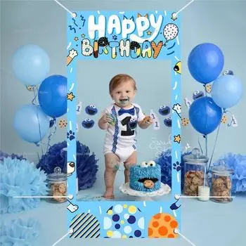 Bluey Moose Photo Booth Реквизит Рамка Семейная Детская Вечеринка День Рождения Украшения Съемка Фон Реквизит Baby Shower Фото Баннер 90X180CM
