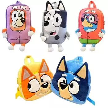 Bluey Plush Backpack Family Kindergarten Cartoon School Bag Bluey Dog Backpack Kawaii Blue Backpack жёлтый
