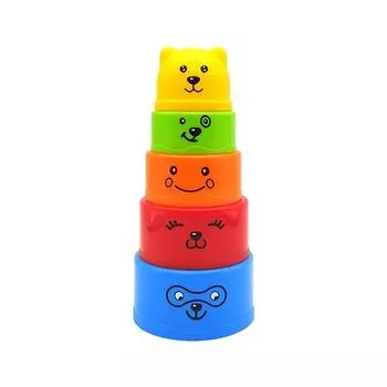 Blumato Bear Cup Stacking 5р, разные цвета, 1 комплект, Корейские детские товары