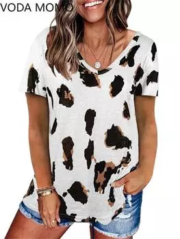 blusas mujer de moda 2022, блузки, летняя леопардовая одежда, футболки для женщин, топ, женская футболка, женская футболка, топы, футболка S белый