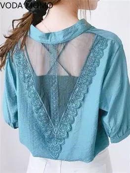 blusas mujer de moda 2022, летние топы, женские рубашки, женские сексуальные сетчатые рубашки с открытой спиной, блузки, топы с длинными рукавами, шикарная женщина S белый