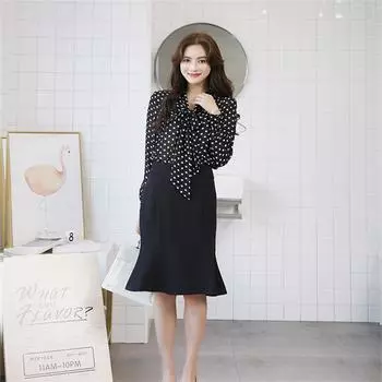 blusas mujer de moda 2022, летние топы, женские рубашки, женская рубашка с точечным принтом, блузки, топы, шикарная женская блузка с длинными рукавами M чёрный