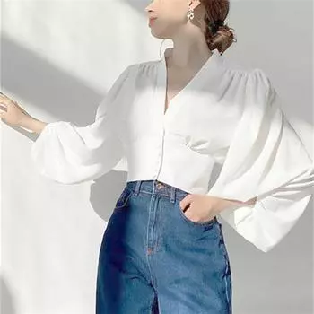 blusas mujer de moda, летний топ, женские рубашки, женская белая рубашка, блузки, топы из шифона с длинным рукавом, шикарная женщина, чувство дизайна S чёрный