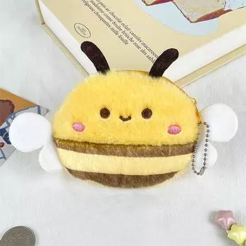 Blush Bee Plush Coin Purse Pendant Cartoon Headphone Storage Bag Portable Lipstick Bag Key Case
