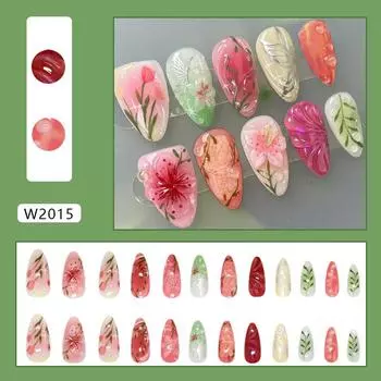 Blush Ice Flower Bubble Butterfly Starlight Wear Armor 24 pieces press on nails
