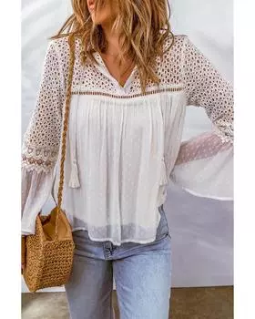 Блуза Azura Exchange Hollow Out Swiss Dot XL белый