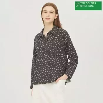Блуза Benetton Benetton с рисунком из льна Babl55331 Bk blacks/42