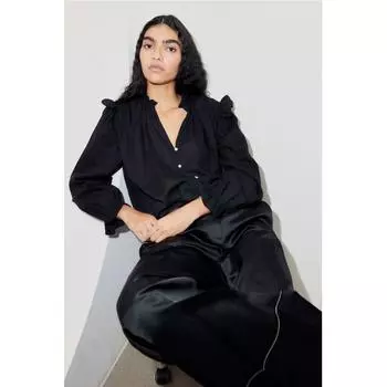 Блуза HM из смесового льна черная