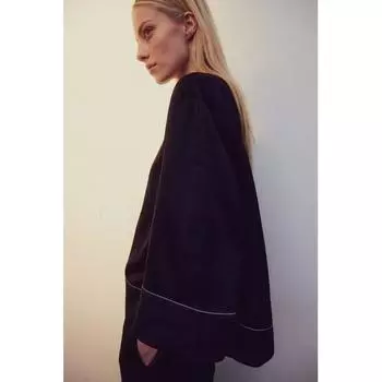 Блуза HM из смесового льна черная