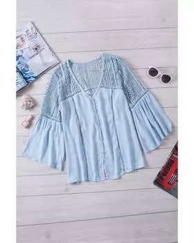 Блуза крючком Azura Exchange Du Jour S небесно-голубой