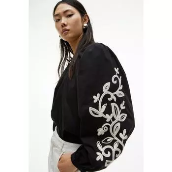 Блуза с вышивкой H&M черная 1199283001