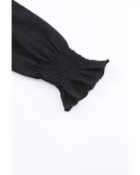 Блузка Azura Exchange с кружевной вставкой и V-образным вырезом и оборками S чёрный