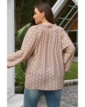 Блузка Azura Exchange с принтом и разрезом на шее 2X розовый