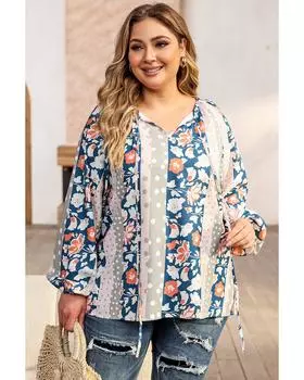 Блузка Azura Exchange с принтом и разрезом на шее 1X разноцветный