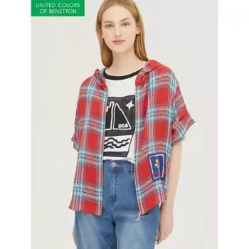 Блузка Benetton Check с капюшоном и застежкой-молнией Bablc1431 RD/42