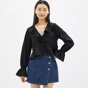 Блузка-болеро с рюшами GU by Uniqlo и длинными рукавами Q+E