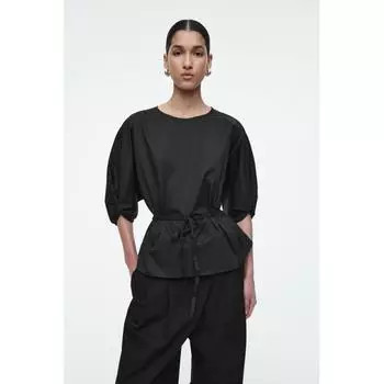 Блузка COS Japan с пышными рукавами и поясом Black/42