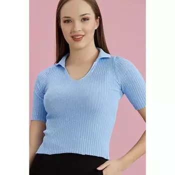 Блузка на бретелях с короткими рукавами и вырезом поло