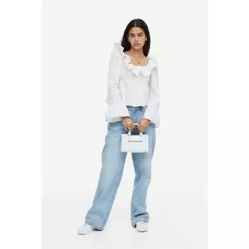 Блузка с баской и воланами HM, кремовая 1181189001 XXSEUR XXSP