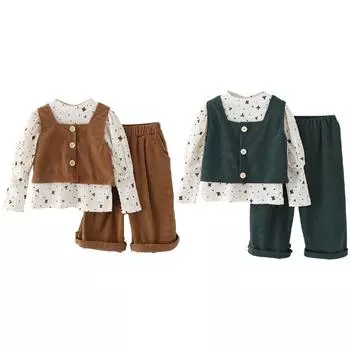 Блузка с длинным рукавом, куртка и брюки для девочек, комплект из трех предметов, детская одежда 110