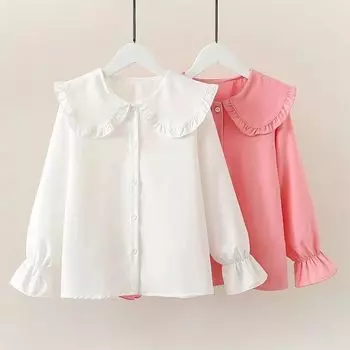Блузка с длинными рукавами для девочек, осенняя новая одежда для маленьких детей, корейские белые рубашки на пуговицах для девочек-подростков, весенние топы 160 белый