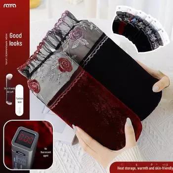 Блузка с длинными рукавами и цветочным кружевом в стиле пэчворк из грязеотталкивающего бархата темно-золотистого цвета для женщин One Size