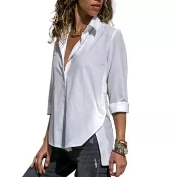 Блузка из хлопка и льна с асимметричной спинкой и завязкой-бабочкой, блузка с рукавом три четверти, женская рубашка с лацканами, модный однотонный топ M чёрный