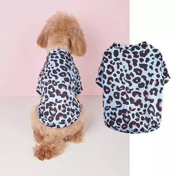Блузка с леопардовым принтом для собак на все сезоны для маленьких и средних собак L синий