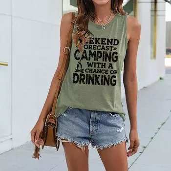 Блузка с принтом Camper, жилет, жилет с бретельками, жилет для взрослых с U-образным вырезом S