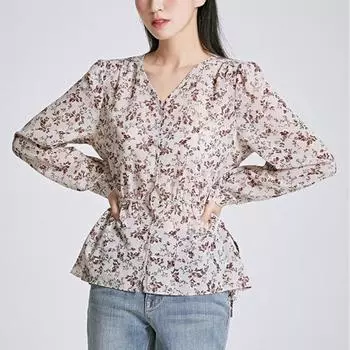 Блузка Spao Flower с V-образным вырезом и пуговицами Spbwb49w03 T Beige/85