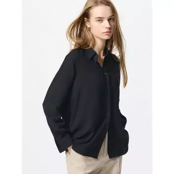 Блузка Uniqlo из искусственного шелка 00 WHITE/WOMEN S
