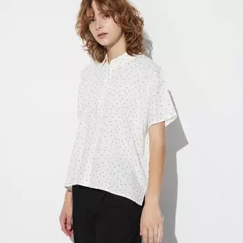 Блузка UNIQLO с короткими рукавами и вискозным принтом
