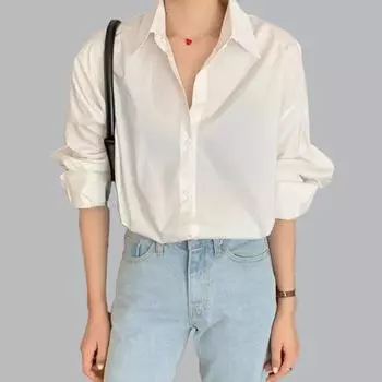 Блузка женская с открытой спиной, плиссированная, с лацканами, однобортная, с длинным рукавом XS белый