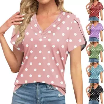 Блузки для женщин, нарядные повседневные, модные футболки с короткими рукавами и ретро-принтом, уникальный дизайн, большие футболки с v-образным вырезом L чёрный